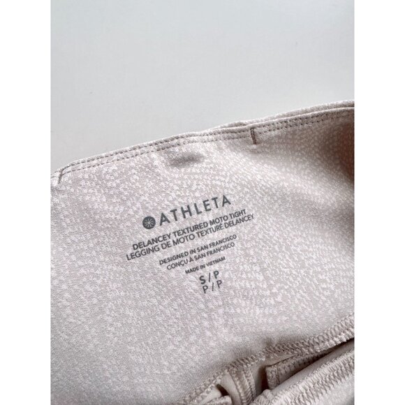 ATHLETA Delancey Textured Moto Tight Creme High Rise Ankle Leggings, Size S - Picture 13 of 16